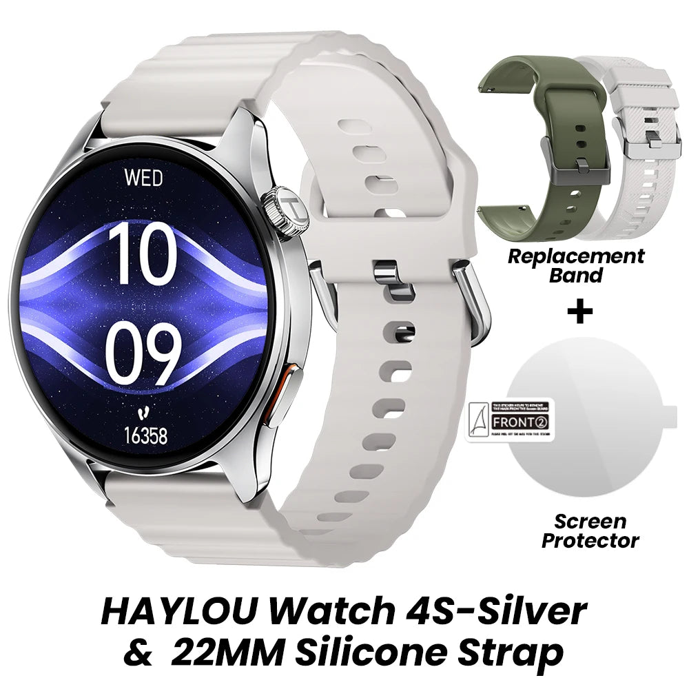 Smartwatch HAYLOU Watch 4S com GPS, tela AMOLED HD de 1,43", posicionamento GPS via 5 satélites e mais de 120 modos de treino – Relógio inteligente para esportes e fitness