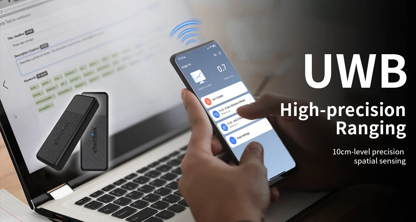 EforLink Computer Touchless ScreenLock, Automatic Locking, UWB High-Precision Ranging, USB Security Key, Windows Security Key