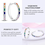 925 Sterling Silver Hypoallergenic Hoops Earrings com zircônia, jóias elegantes para mulheres e meninas, alta qualidade