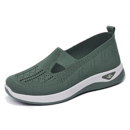 Sapatilhas de malha macia para mulheres, conforto respirável, calçados esportivos casuais, leves, ocas, sapatilhas de malha, verão