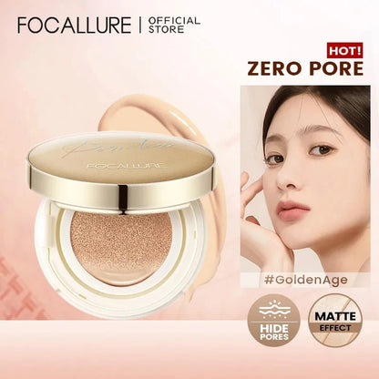 FOCALLURE Air Cushion Poreless BB Cream Resistente al agua Corrector facial iluminador de larga duración Base mate Cosméticos con borla