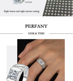 PERFANY 1/2CT Moissanite Ring for Men S925 Pure Silver Sparkling Diamond Domineering Wedding Ring Luxury Wedding Jewelry Gift
