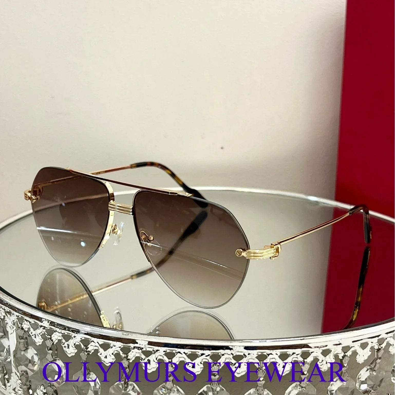 Ollymurs  Frameless Brushed SunglassesDesigner CT0427S CAR Card Home New Men's Comfortable Fashion Anti-ultraviolet Sunglasses