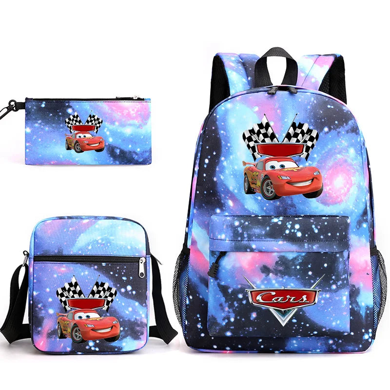 3pcs Disney Pixar Cars Lightning McQueen Students Backpacks Schoolbags Pencil Case Shoulder Bags Boys Girls School Bags Sets