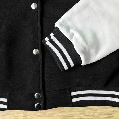 Chaqueta de béisbol con estampado de letras y bloques de color para hombre de Manfinity, chaqueta de motociclista, chaqueta de cuero estilo urbano para hombre