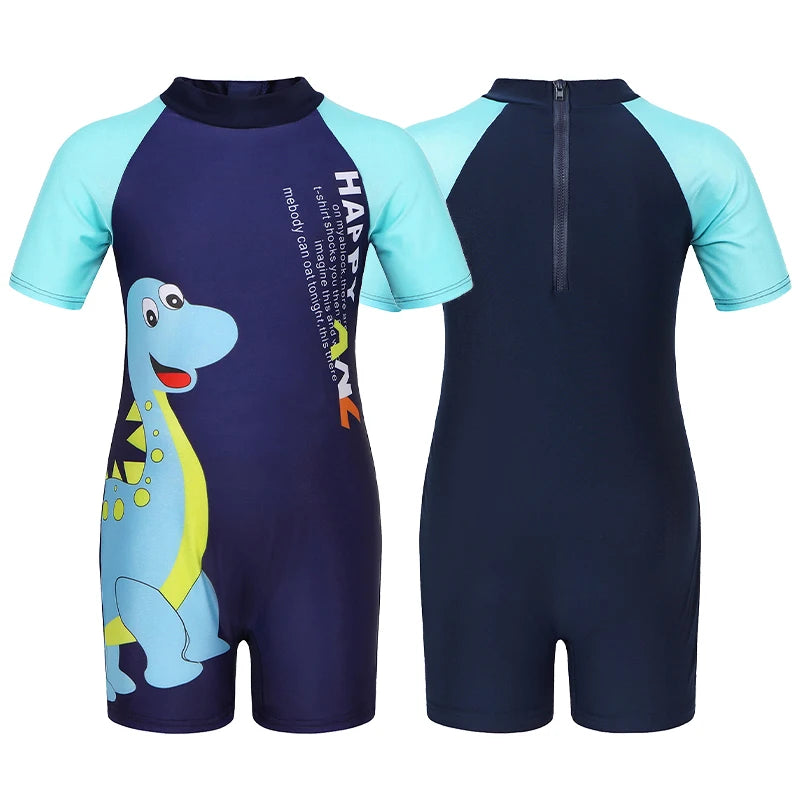 Baby Boy One-piece Swimsuit Short Sleeve Swimwear For Kids Toddler Girls Cartoon Unicorn Infant Korea Child Bathing Suit 원피스수영복