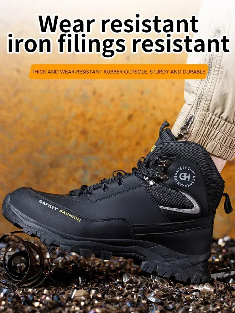 Botas de seguridad impermeables para el trabajo, para hombres y mujeres, indestructibles, antigolpes y antipinchazos, zapatos de seguridad protectores para hombres.