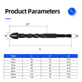 Cross Hex Tile Drill Bit For Glass Concrete Ceramic Tile Hole Opener Tungsten Carbide Hard Alloy Bits Set Tools 3 4 5 6 8 10 12mm