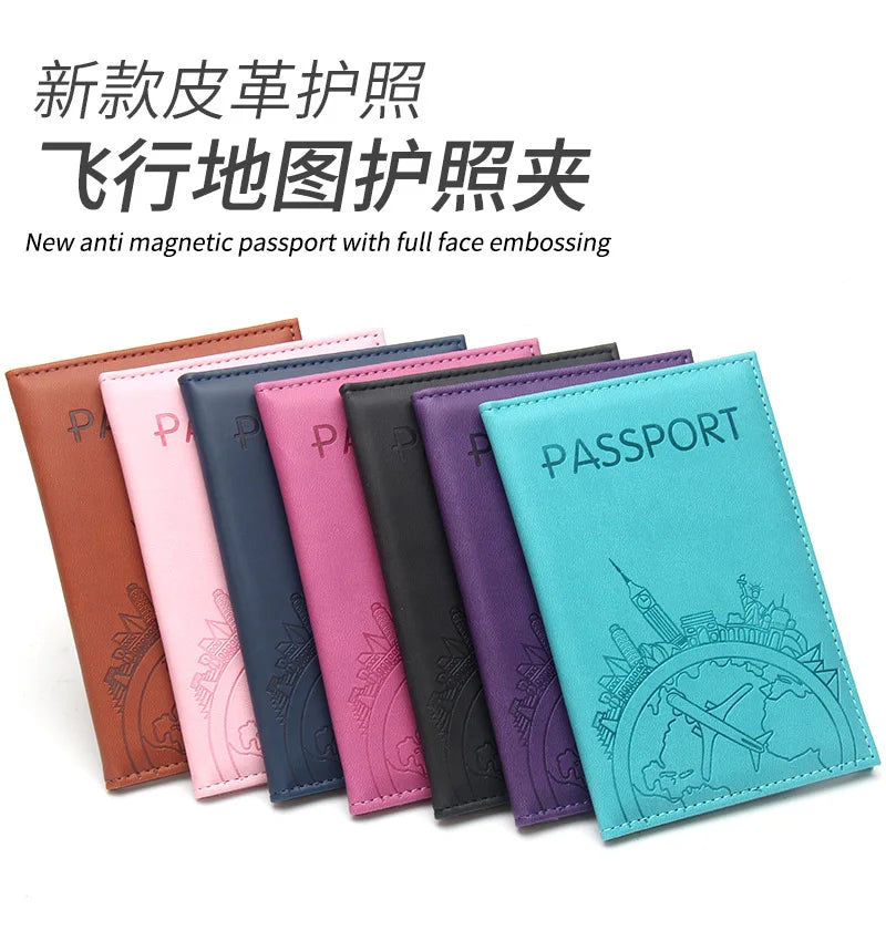 Global Flight Printed Passport Holder Leather Passport Covers Lightweight Airplane Passport Case Id Holder Plane Ticket Holder