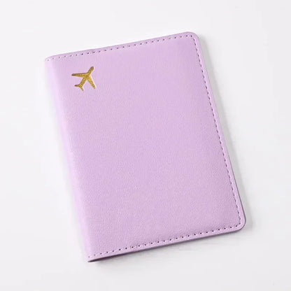 Women Men Card Passport Cover Case Flight Ticket Clip Passport Wallet PU Leather Solid Color Id Holder Passport Holder Purses