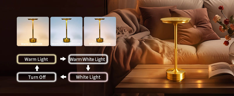 Wierless Simple Charging LED Desk Lamp restaurant Bar Table Lamp Dimming Atmosphere Retro Portable Charging Touch USB Read Lamp