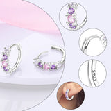 925 Sterling Silver Hypoallergenic Hoops Earrings com zircônia, jóias elegantes para mulheres e meninas, alta qualidade