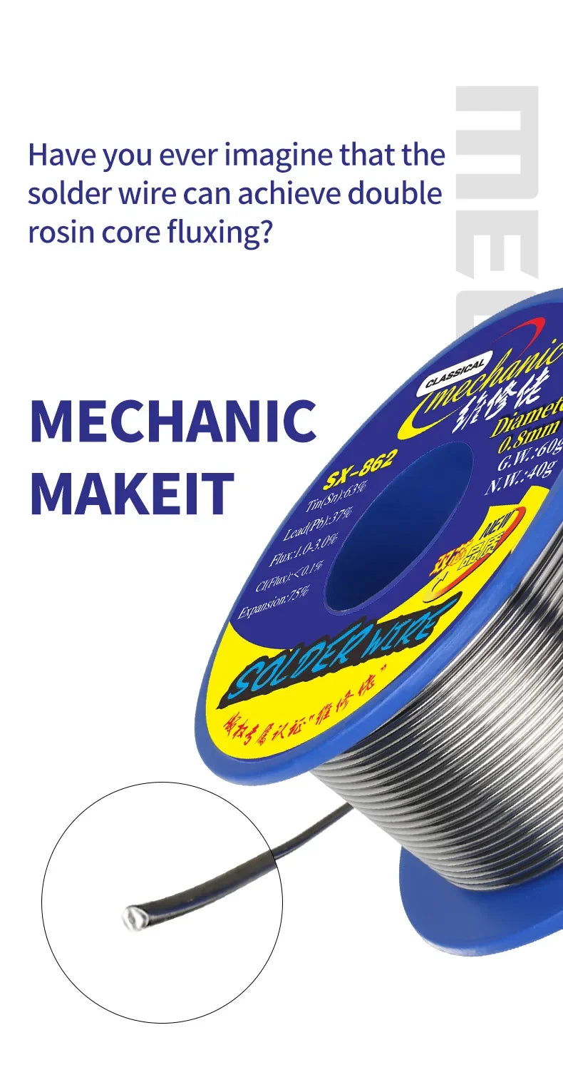 MECHANIC 60g flux SX-862 High temperature resistant for 0.3-1.8mm wire high purity environmental protection tin wire tools