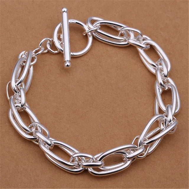 Fine 925 Sterling Silver Bracelet for Women and Men, Noble Nice Chain, Solid Charms, Wedding Party Gift, Fashion Jewelry, Hot Model 