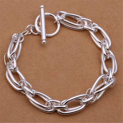 Fina 925 Pulseira de Prata Esterlina para Mulheres e Homens, Nobre Agradável Cadeia, Sólidos Encantos, Festa de Casamento Presente, Moda Jóias, Modelo Quente