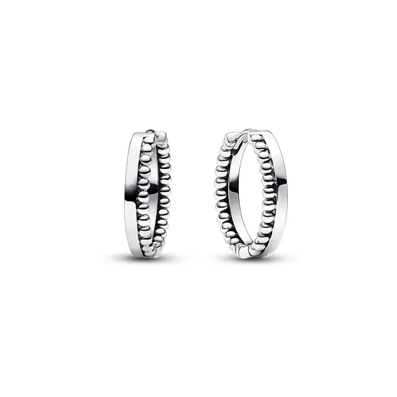 2024 New 925 Silver Plated Double Hoop Earrings For Women Butterfly Sun Moon Heart DIY Accessories 
