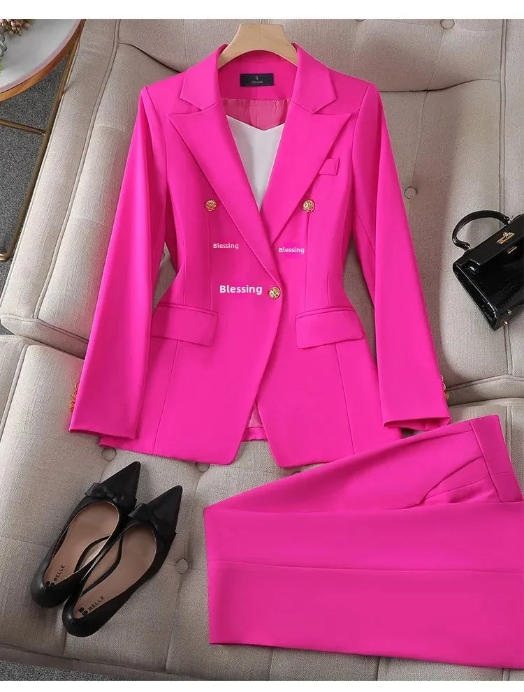 Elegant Women's Fashionable White Western-Style Suit Zihongsuitsuit High-End Business Attire Long-Pants Set For Special Occasion