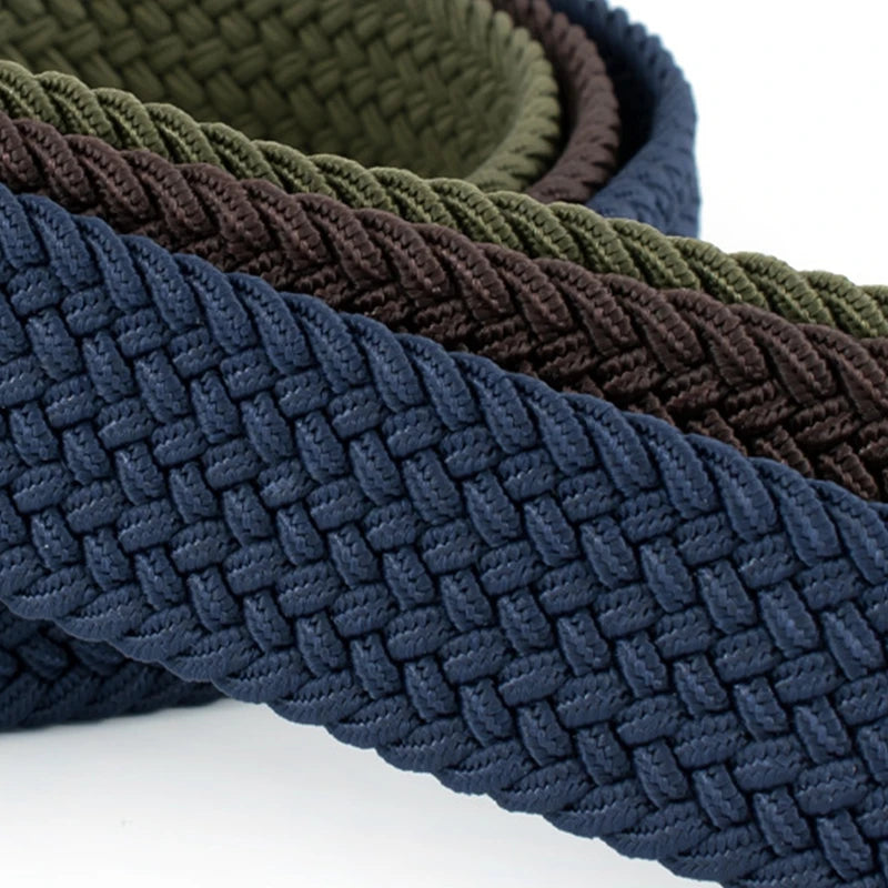 105cm Adjustable Buckle Braided Belts Unisex Jeans Trousers Pants Strap Women Men Metal Lock Waistbands Stretch Woven Belt