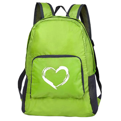 Outdoor Travel Lightweight Portable Foldable Backpack Love Print Folding Green Bag Ultralight Pack for Women Men Hiking Daypack