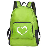Outdoor Travel Lightweight Portable Foldable Backpack Love Print Folding Green Bag Ultralight Pack for Women Men Hiking Daypack