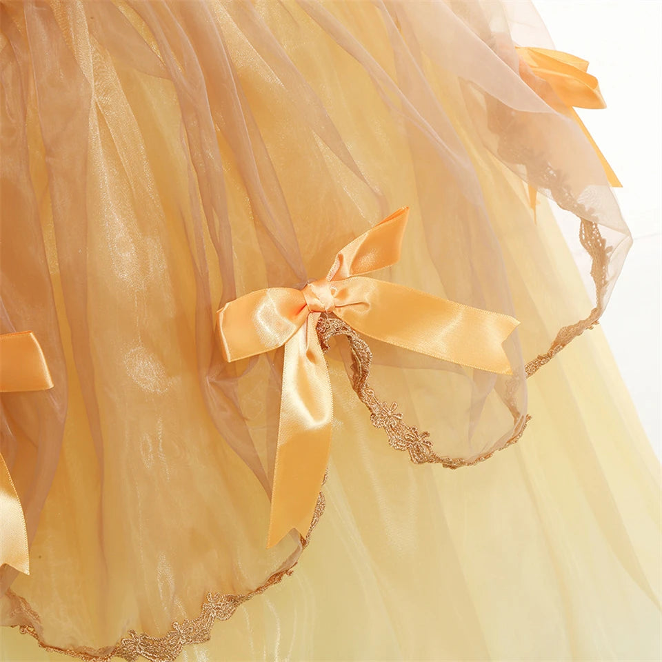 Children's Halloween Role Play Fairy Princess Belle Dress Xmas Carnival Masquerade Performance Birthday Party Fancy Girl Clothes