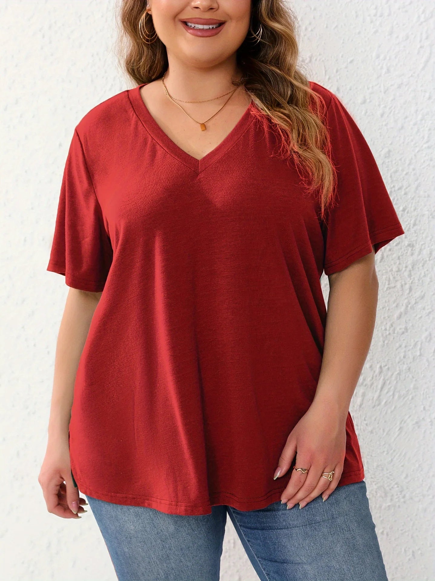 7XL 8XL Plus Size Women T Shirt Summer V-Neck Short Sleeve Pullover Loose Tops Casual Solid Colors Ladies Large Size Tee Shirt