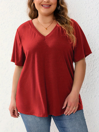 7XL 8XL Plus Size Women T Shirt Summer V-Neck Short Sleeve Pullover Loose Tops Casual Solid Colors Ladies Large Size Tee Shirt