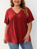 7XL 8XL Plus Size Women T Shirt Summer V-Neck Short Sleeve Pullover Loose Tops Casual Solid Colors Ladies Large Size Tee Shirt