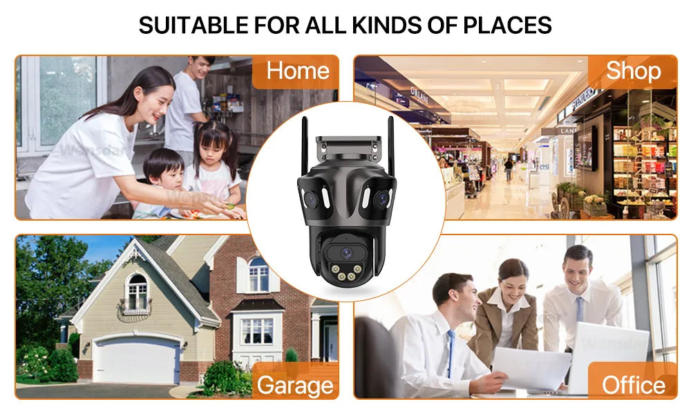 Three Screen WIFI IP Camera Outdoor 4K Dual Lens PTZ Camera Ai Human Detection IP66 Waterproof CCTV Video Security Camera iCsee