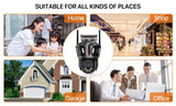 Three Screen WIFI IP Camera Outdoor 4K Dual Lens PTZ Camera Ai Human Detection IP66 Waterproof CCTV Video Security Camera iCsee