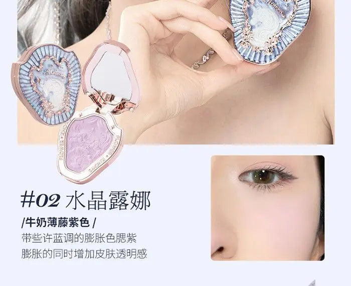 Paleta de rubor con relieve Unicorn de Flower Knows, de larga duración y fácil de aplicar, mate, natural, iluminador, rubor voluminoso, maquillaje.