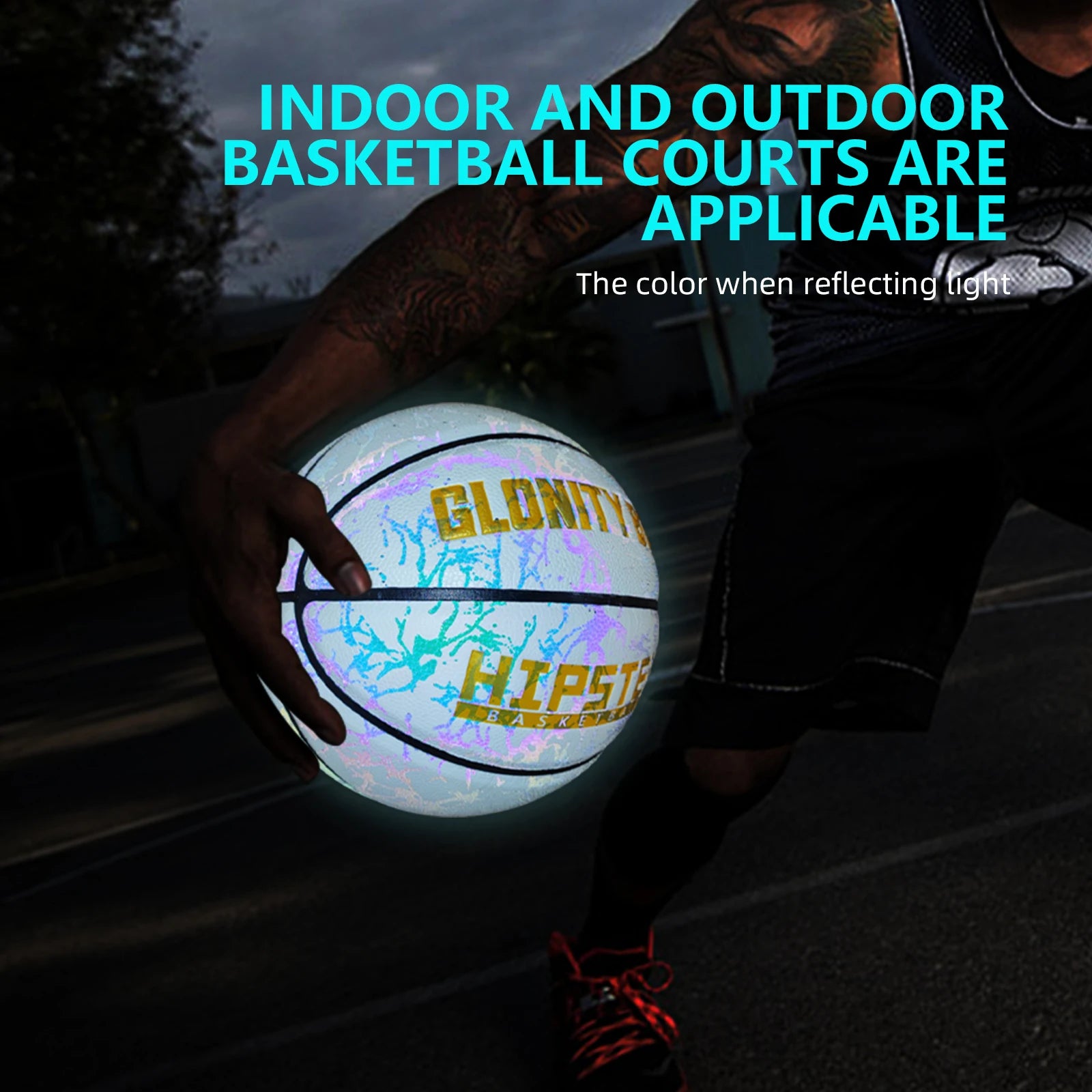 Glowing Basketball Leather Luminous Wear-Resistant Ball Size 5/6/7-27.5/28.5/29.5'' For Youth,In&Outdoor Basketball Night Game