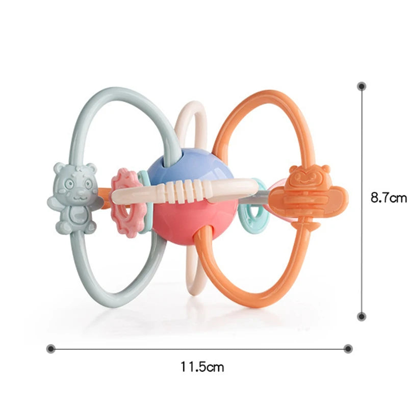 Baby Toys 0 12 Months Rotating Rattle Ball Grasping Activity Baby Development Toy Silicone Teether Sensory Toys for Babies Gifts