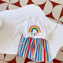 Baby Girls Tops Sets Kids Short-Sleeved Top Striped Trousers 2 Pieces Summer Rainbow Suit New Children's Fashion Casual Outfit