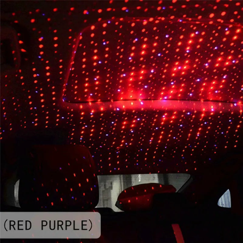 Lámpara de proyección de estrellas USB de 2 cabezales, luces decorativas LED ajustables para decoración de interiores de coche o boda, proyector de techo, luz nocturna 