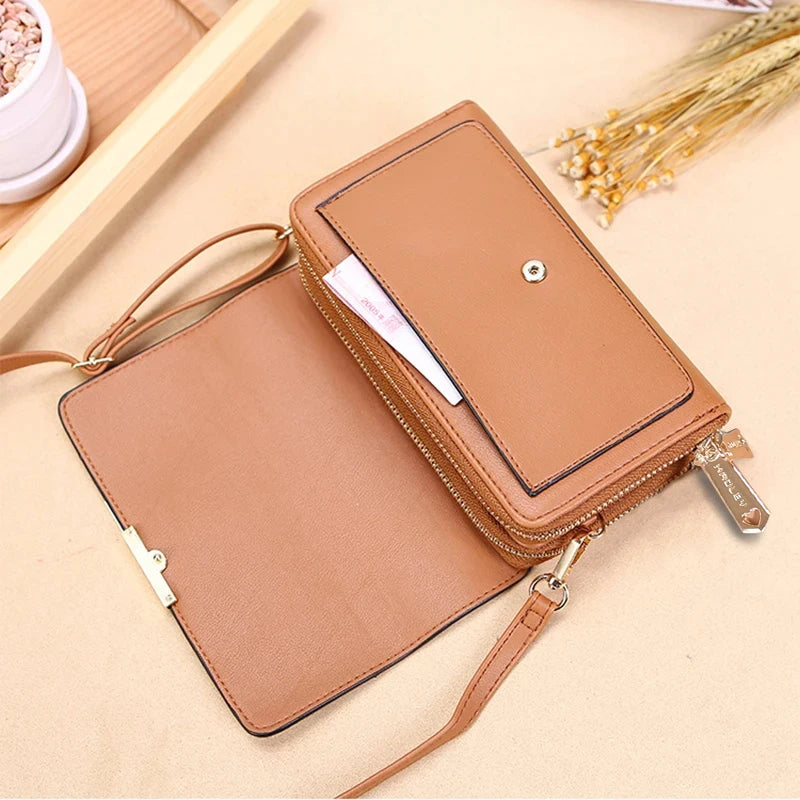 Nuevos bolsos de piel sintética para mujer, multifuncionales, de gran capacidad, tipo bandolera, a la moda, para teléfono