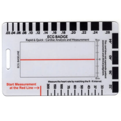 ECG 7 Step Ruler, Ruler Card for ECG/EKG Interpretation, Portable Pocket ECG EKG Reference Guide with Sheath, Emergency tool