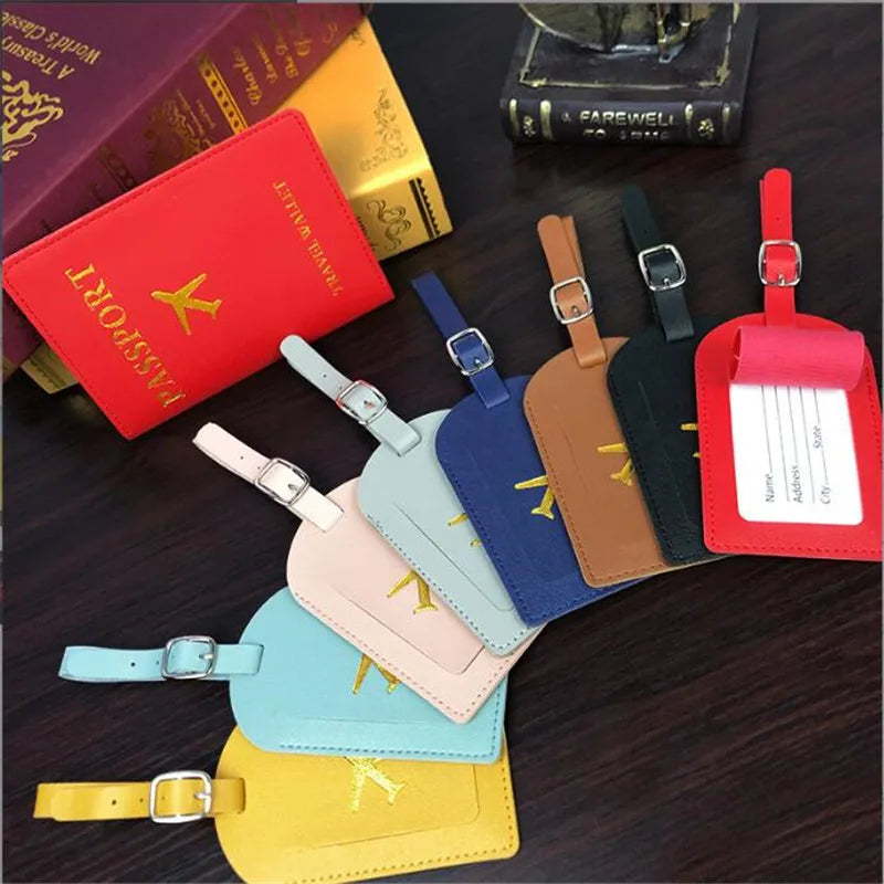 Women Men PU Leather Luggage Tag Suitcase Identifier Label Baggage Boarding Bag Tag Name ID Address Holder Travel Accessories