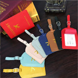 Women Men PU Leather Luggage Tag Suitcase Identifier Label Baggage Boarding Bag Tag Name ID Address Holder Travel Accessories