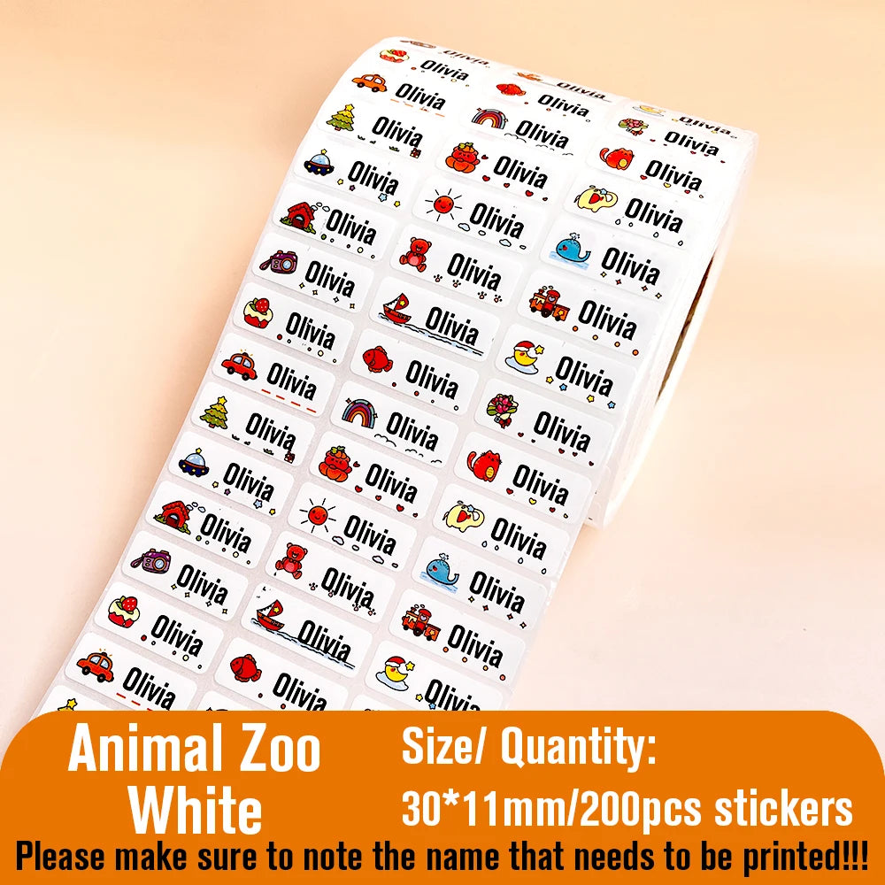 Custom Name Tag Sticker Waterproof Kawaii Stickers Decals Personalized First Name Label for Children School Stationery Bottle