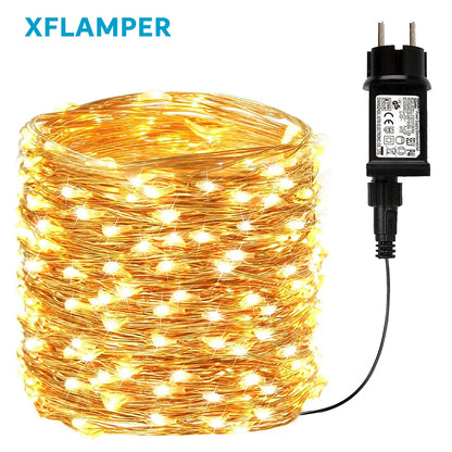 100m 1000led branco quente luzes de fadas ao ar livre à prova dwaterproof água dobrável interior natal festa feriado casamento decoração do jardim