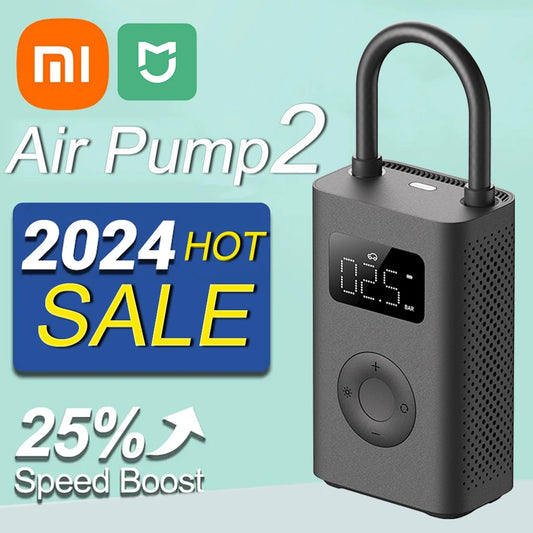 Xiaomi Mijia Air Pump 2 25%Speed Boost Mini Portable Electric Air Compressor Treasure 150PSI Type-C LED Multitool Inflator Xiomi