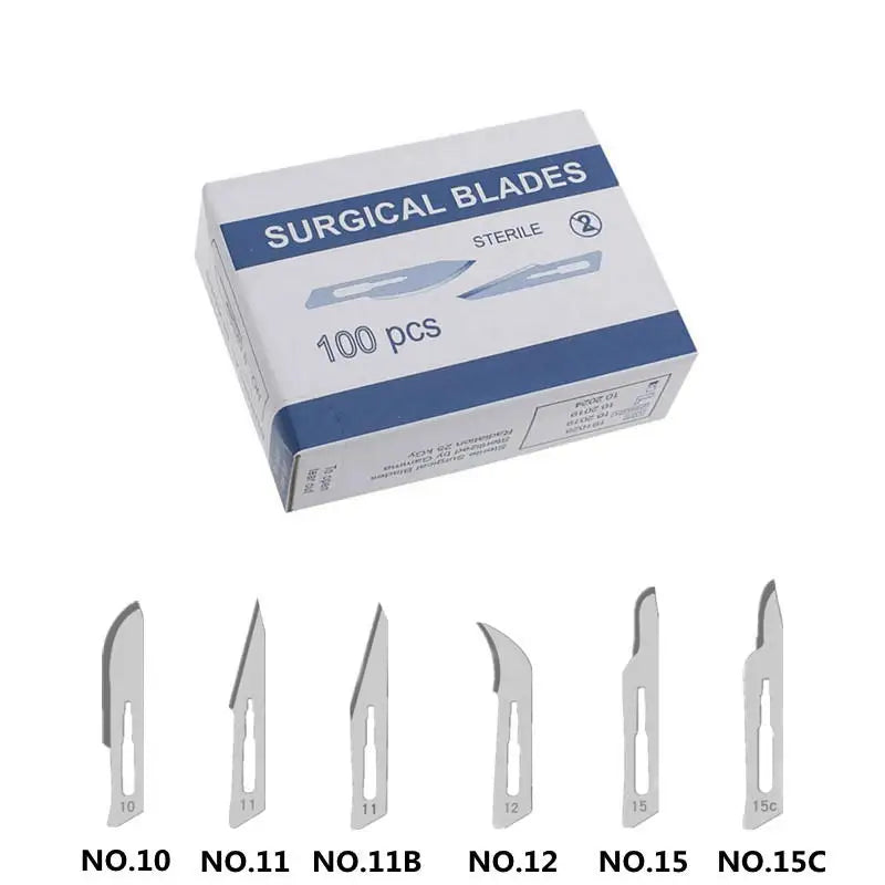 20-100pcs NO.10-15C Carbon Steel Carving Metal Scalpel Blades Handle DIY Cutting Repair Animal Surgical Knife Tool Box Non Slip