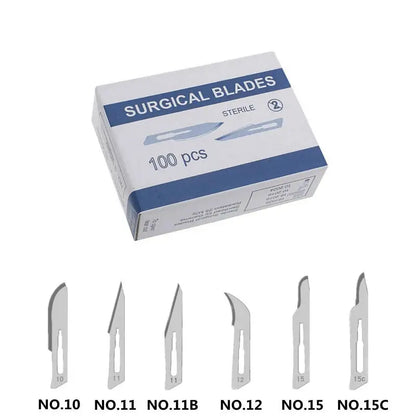 20-100pcs NO.10-15C Carbon Steel Carving Metal Scalpel Blades Handle DIY Cutting Repair Animal Surgical Knife Tool Box Non Slip