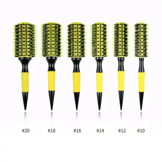Peine rizador de cabello con aguja de nailon y cerdas de tubo de aluminio amarillo, disponible en comercio exterior transfronterizo, nuevo peine con rodillo de cola puntiaguda.