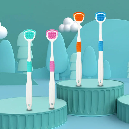 1/4pcs Tongue Cleaners Adult Kids Reusable Silicone Tongue Scraper Brush Washable Tongue Cleaning Tool Fresh Breath Oral Hygiene