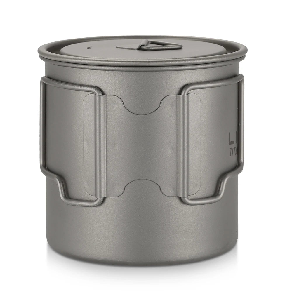 Taza de agua ultraligera de titanio Lixada con asa plegable, portátil para exteriores, camping, picnic, 300 ml/350 ml/550 ml/650 ml