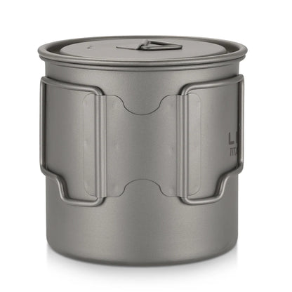 Taza de agua ultraligera de titanio Lixada con asa plegable, portátil para exteriores, camping, picnic, 300 ml/350 ml/550 ml/650 ml