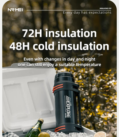Large Capacity Thermos Bottle with handle Double-wall vacuum Insulated Bottles Leakproof Water Jug for Travel Hiking Camping