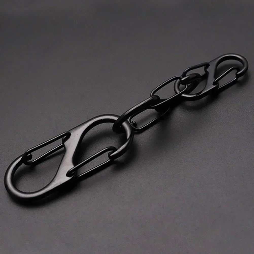 10Pcs S Type Mini Keychain Hook Stainless Steel Carabiner With Lock Anti-Theft Outdoor Camping Backpack Buckle Key-Lock Tool